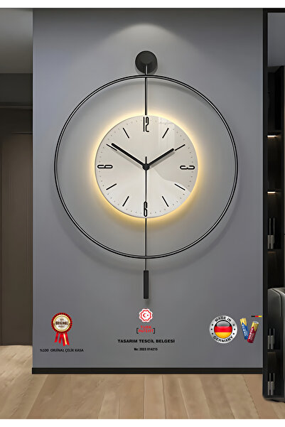 MetaQuartz Aksesuar Blackfred -büyük Boy (50X75CM)-abs Göbek-pilli Led-modern Duvar Saati