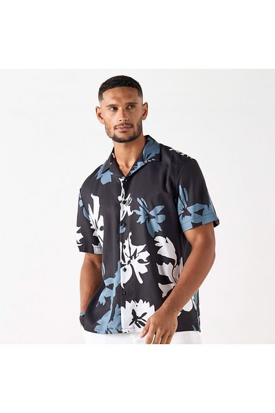 Iconic All-over Floral Print Camp Collar Shirt With Short Sleeves