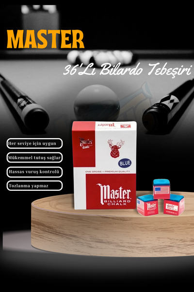 AVESSA 36 Lı Pürüzsüz ve Dayanıklı Bilardo Tebeşiri Master Billiard Chark Üst...