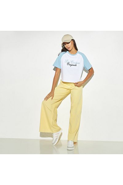 Lee Cooper Logo Embroidered Crew Neck T-shirt With Raglan Sleeves
