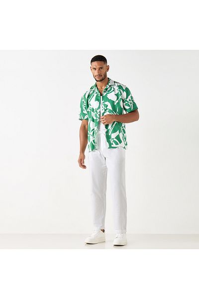Iconic All-over Print Camp Collar Shirt With Short Sleeves