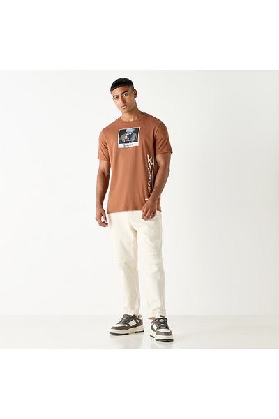 SP Characters Kakashi Print Crew Neck T-shirt With Short Sleeves