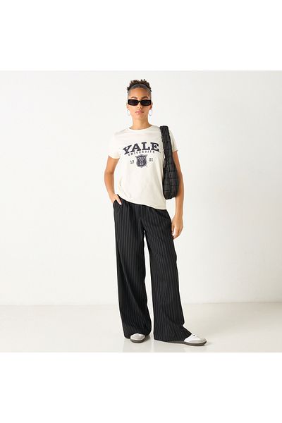 SP Characters Varsity Print Crew Neck T-shirt With Short Sleeves