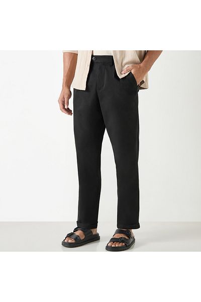 Iconic Solid Regular Fit Trousers With Pockets