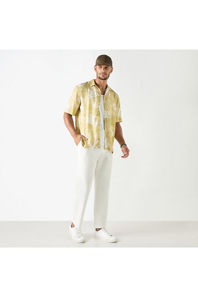 Iconic All-over Print Shirt With Camp Collar And Short Sleeves