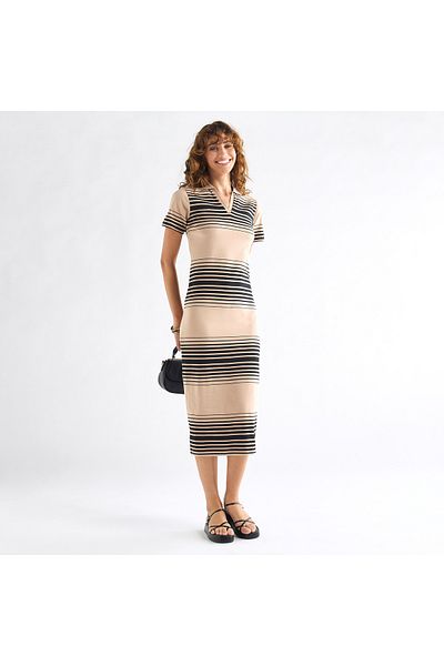 FAV Striped Polo Dress With Short Sleeves
