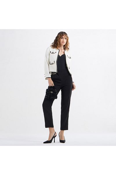 FAV Solid Pleated Regular Fit Trousers With Metallic Accent