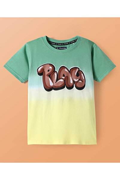 Pine kids تي شيرت Pine Kids من القطن المحبوك بأكمام نصفية مع طباعة نصية - أخض...
