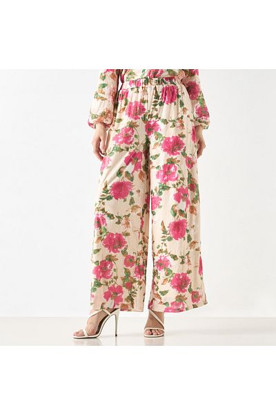 2Xtremz All-over Floral Print Palazzo Pants With Elasticised Waistband And Pockets