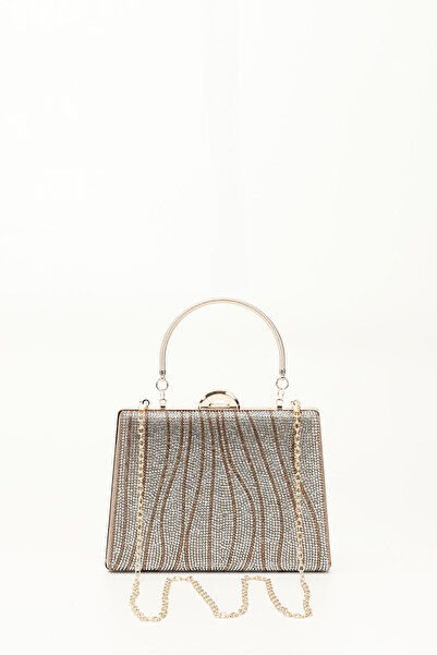 GÖNDERİ(R) Geantă de rochie de seară cu lanț lung GOLD Stone pentru femei/fet...