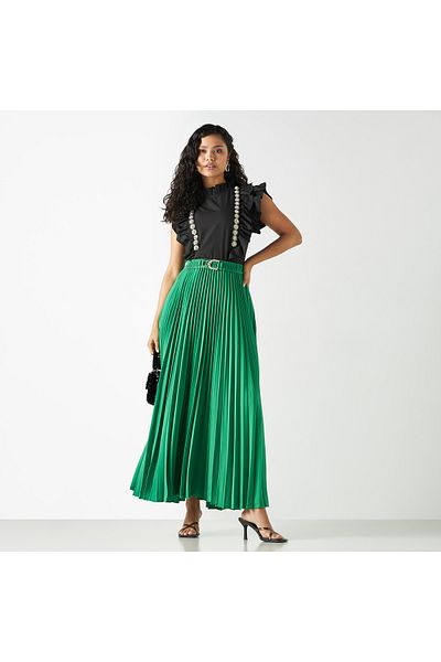 2Xtremz Embellished Sleeveless Top With Piecrust Collar And Ruffles