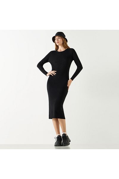 2Xtremz Ribbed Bodycon Dress With Long Sleeves