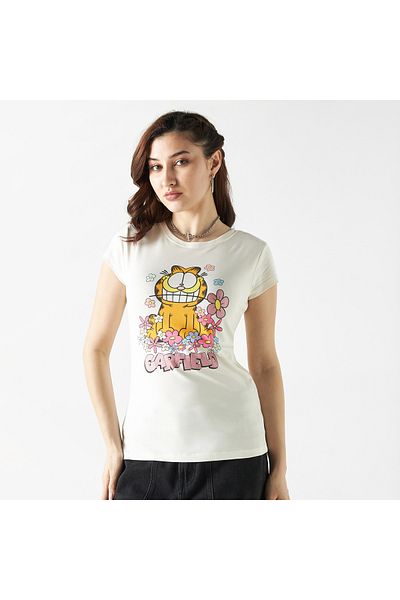 SP Characters Garfield Print T-shirt With Short Sleeves