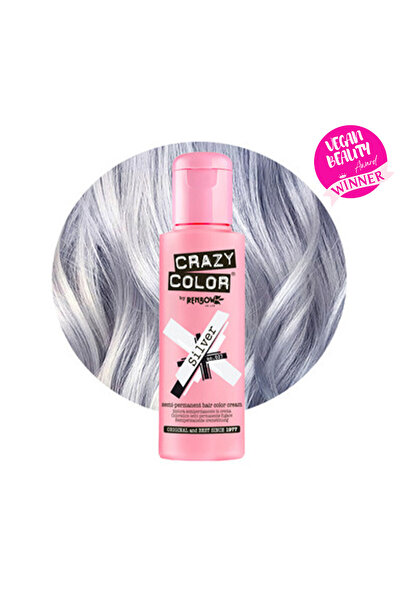 Crazy Color صبغة شعر Crazy Color - صبغة مؤقتة نباتية وخالية من القسوة لجميع أنواع الشعر، رقم 27، فضي