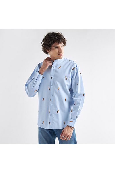 FAV All-over Printed Shirt With Mandarin Collar And Long Sleeves