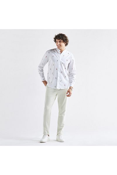 FAV All-over Printed Shirt With Mandarin Collar And Long Sleeves
