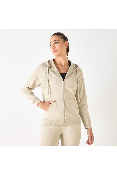 Active Textured Zip Through Jacket With Hood And Pockets