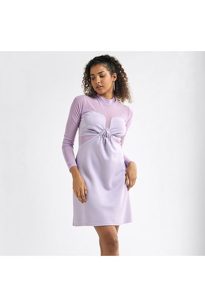 FAV Mini Shift Dress With High Neck And Long Sleeves