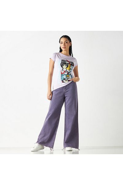SP Characters Star Wars Graphic Print T-shirt With Crew Neck And Cap Sleeves