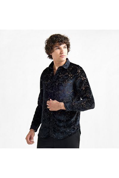FAV Floral Burnout Velour Shirt