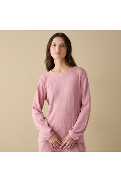 FAV Waffle Textured Long Sleeve T-shirt And Elastciated Pyjama Set