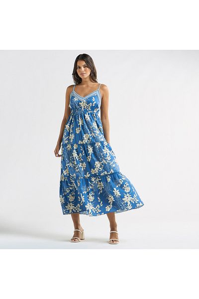 FAV All-over Floral Print Sleeveless Tiered Dress