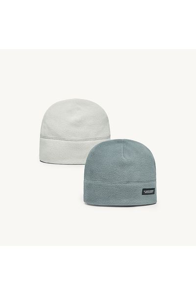 Lee Cooper Set Of 2 - Textured Logo Applique Beanie Cap