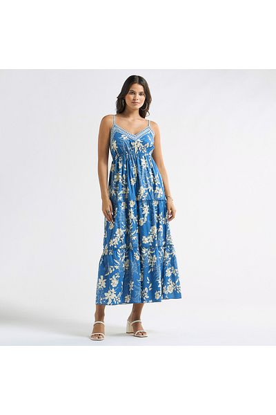 FAV All-over Floral Print Sleeveless Tiered Dress