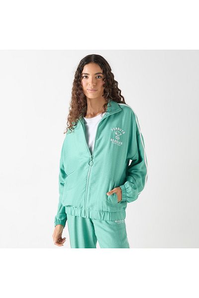 SP Characters Peanuts Print Bomber Jacket With Long Sleeves And Zip Closure