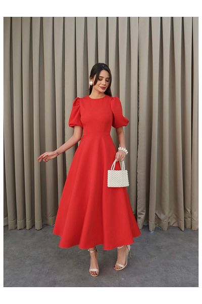 ESRAHELVACI Balloon Sleeve Flounce Dress