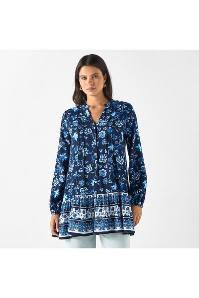 2Xtremz All-over Floral Print Tunic With Long Sleeves
