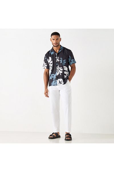 Iconic All-over Floral Print Camp Collar Shirt With Short Sleeves