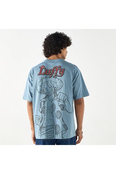 SP Characters Monkey D Luffy Print T-shirt With Crew Neck And Short Sleeves