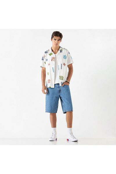 Lee Cooper Relaxed Fit Printed Short Sleeves Shirt With Stitch Detail