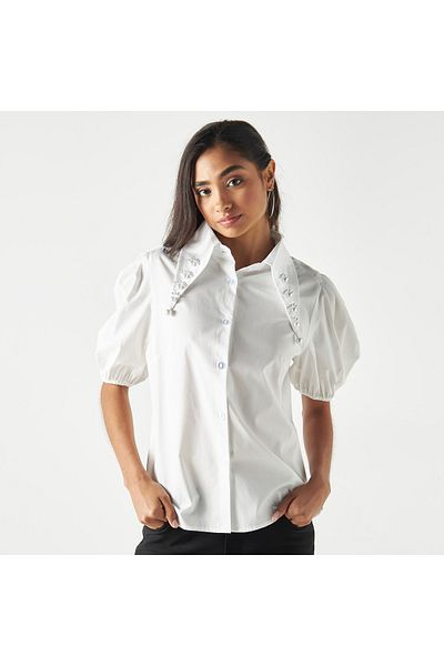 2Xtremz Embellished Shirt With Puff Sleeves