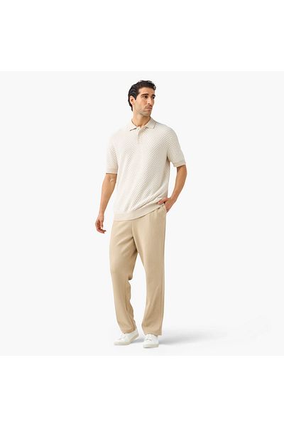 Iconic Regular Fit Flexi Waist Trousers With Button Closure