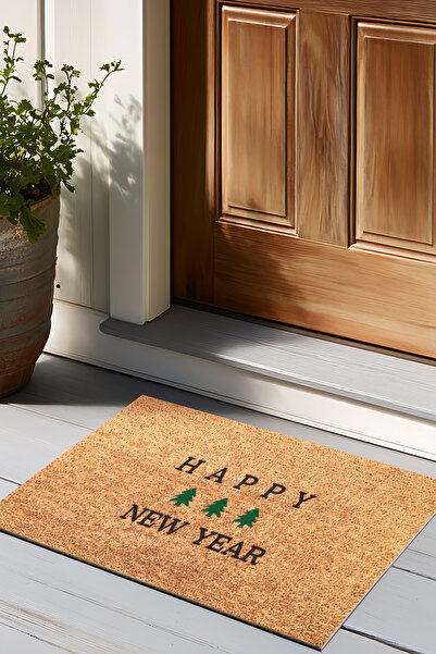 Kaşmir Home سجادة ساري من الكشمير Happy Ny ديكور باب أمامي مقاس 45 × 75 سم