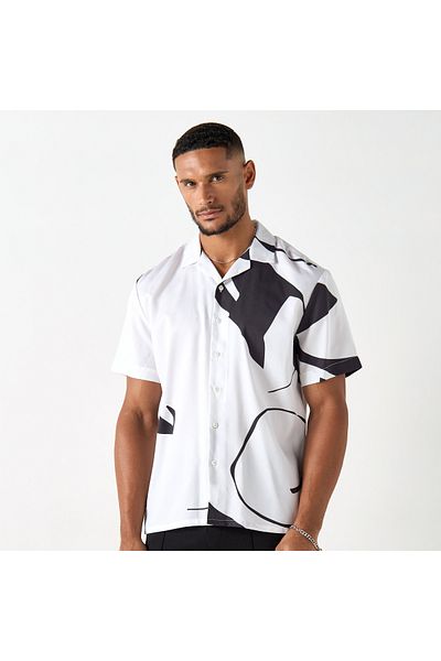 Iconic All-over Print Camp Collar Shirt With Short Sleeves