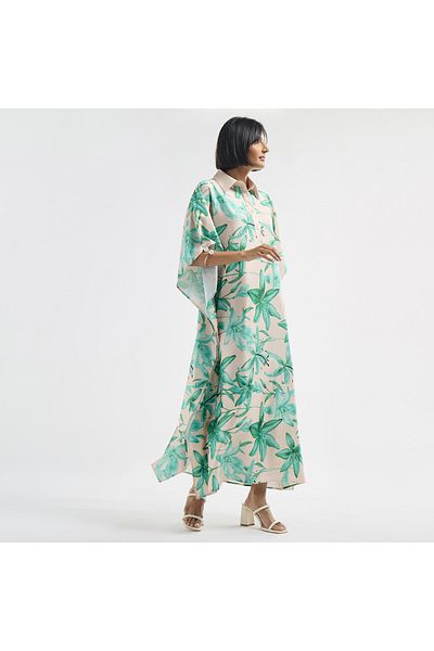 FAV All-over Floral Print Kaftan Dress With Collar