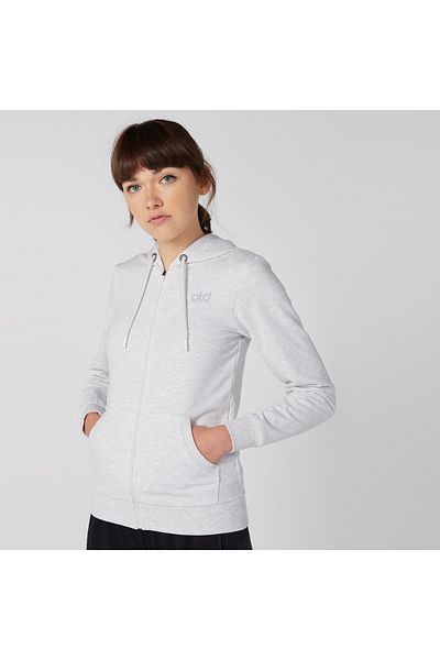 Active Plain Hoodie With Zip Closure And Pockets