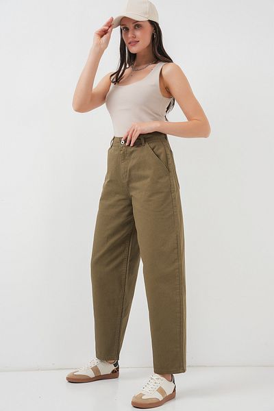 Bigdart 6703 Pantaloni din denim cu talie înaltă - kaki