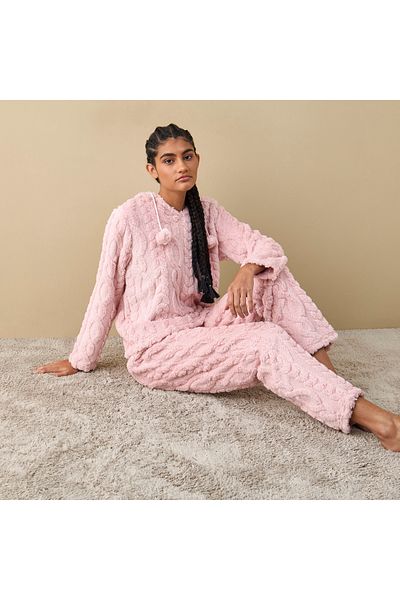 FAV Textured Hooded Top And Pyjama Set