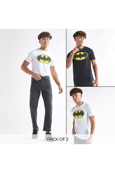 FAV Set Of 2 - Batman Print Crew Neck T-shirt With Short Sleeves