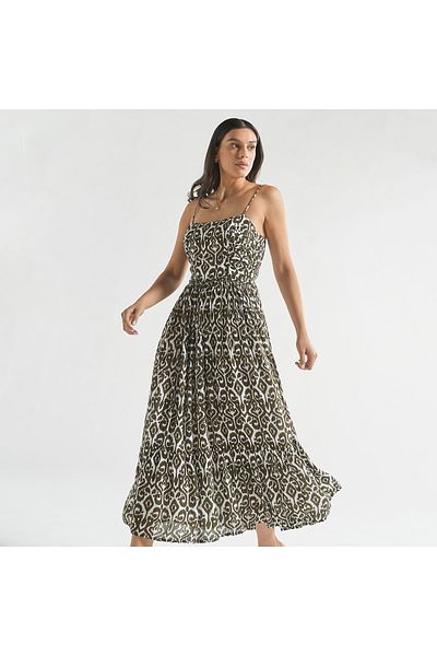 FAV All-over Print Sleeveless Dress With Tiered Detail