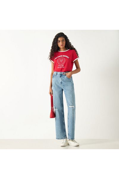 Lee Cooper Ripped Detail Jeans With Pockets