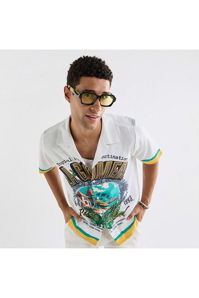 FAV All-over Graphic Print Shirt With Camp Collar And Short Sleeves