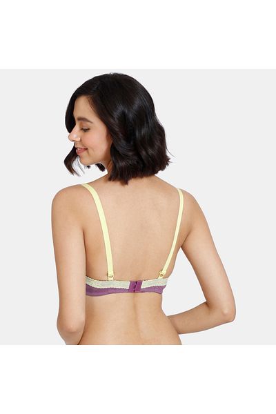 Zivame Lace Detail Padded Wired T-shirt Bra With Hook And Eye Closure