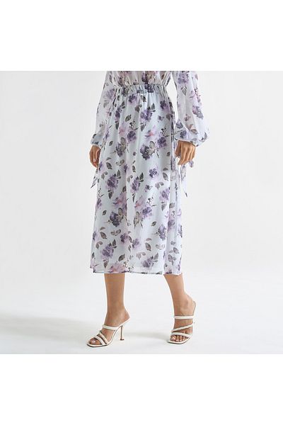 FAV All-over Floral Print Midi Skirt With Elasticised Waistband