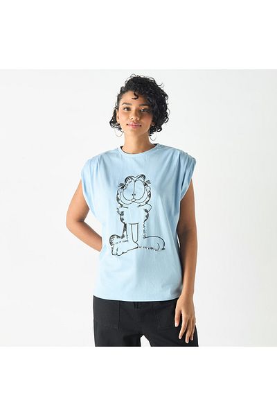 SP Characters Garfield Print T-shirt With Extended Sleeves