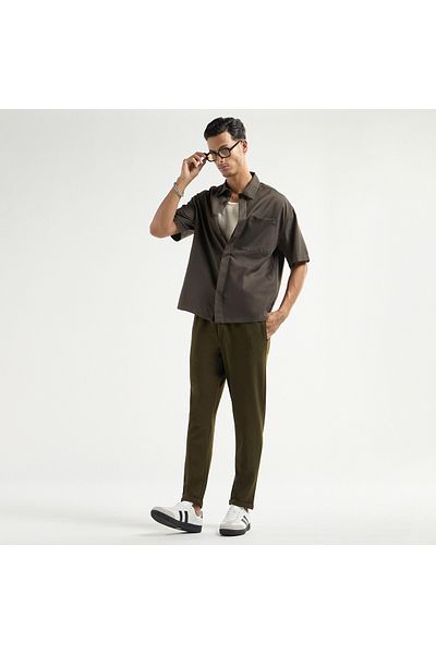 FAV Textured Regular Fit Pants With Flexi Waist And Pockets